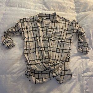 BDG Cream and Black Checkered Shirt